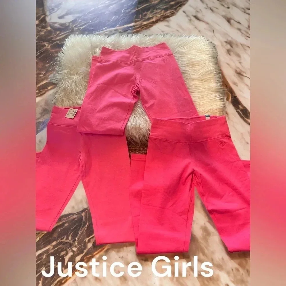 Justice girls hot pink leggings bundle of 3‎